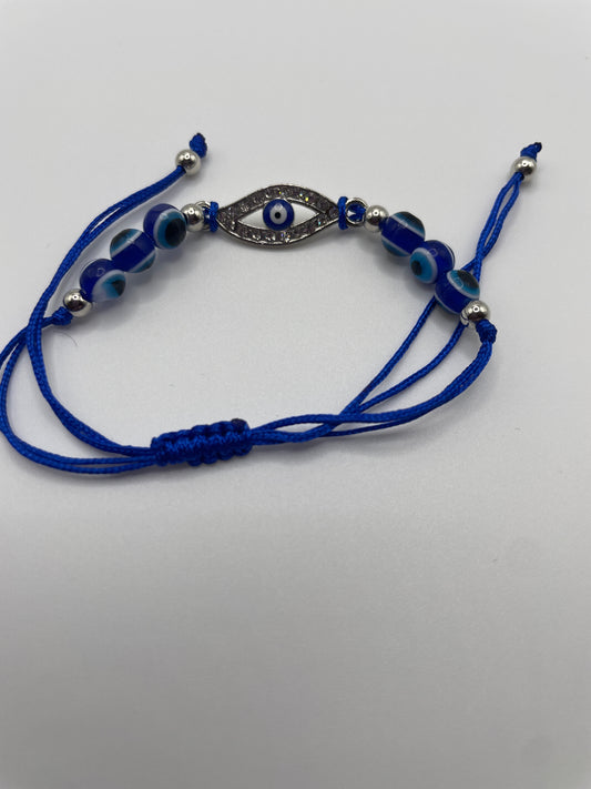 Evil eye pull cord bracelet