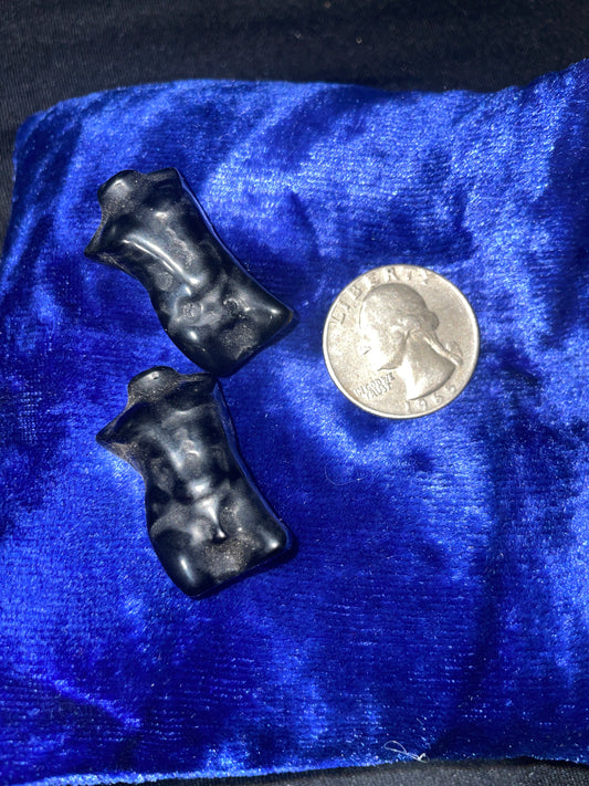 Silver sheen obsidian mini male torso