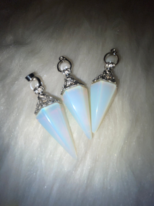 Opalite pendulum necklace (silver tone with chain)