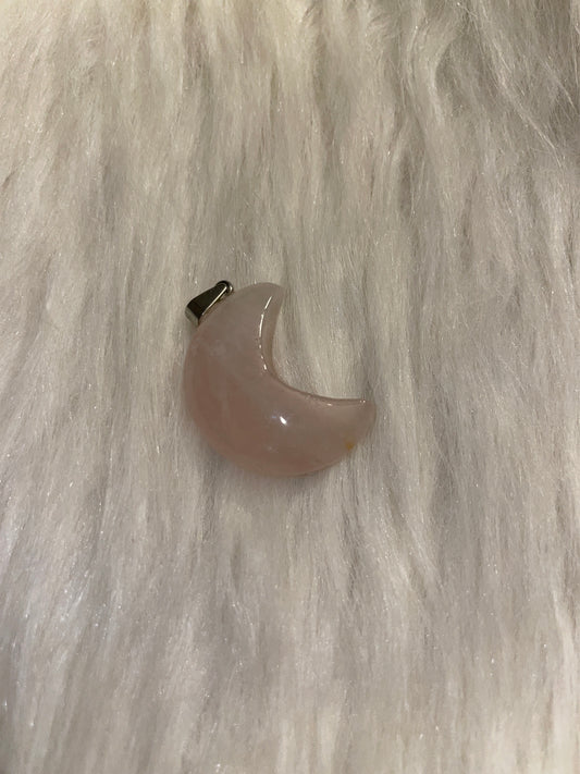 Rose quartz moon charm