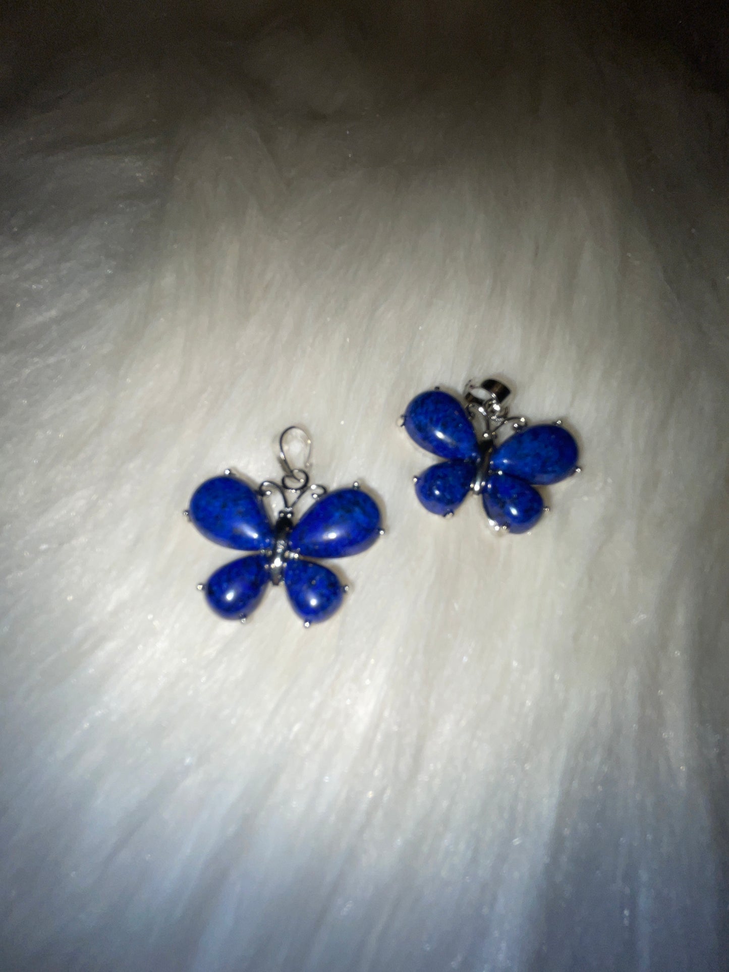 Silvertone butterfly charm (sodalite)