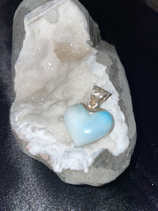 Sterling silver larimar heart pendent (925)