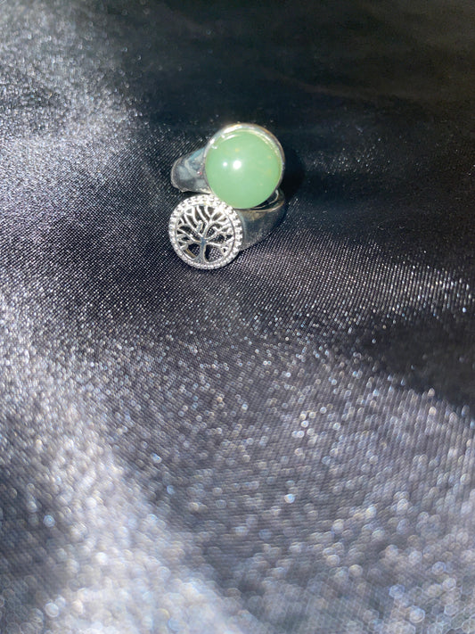 Green aventurine tree of life ring ( adjustable)