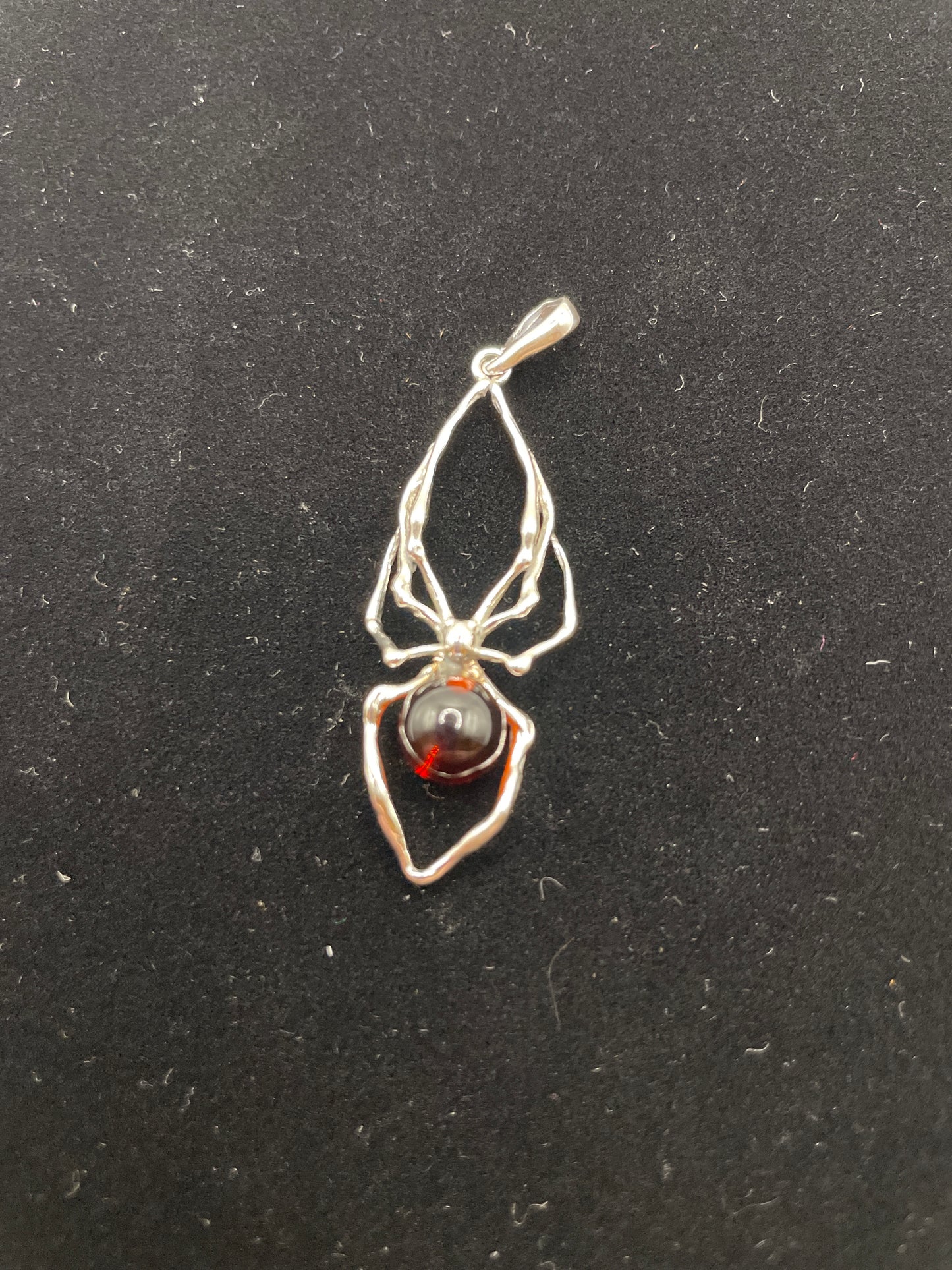 Sterling silver Baltic Amber Long leg spider charm (red amber version)