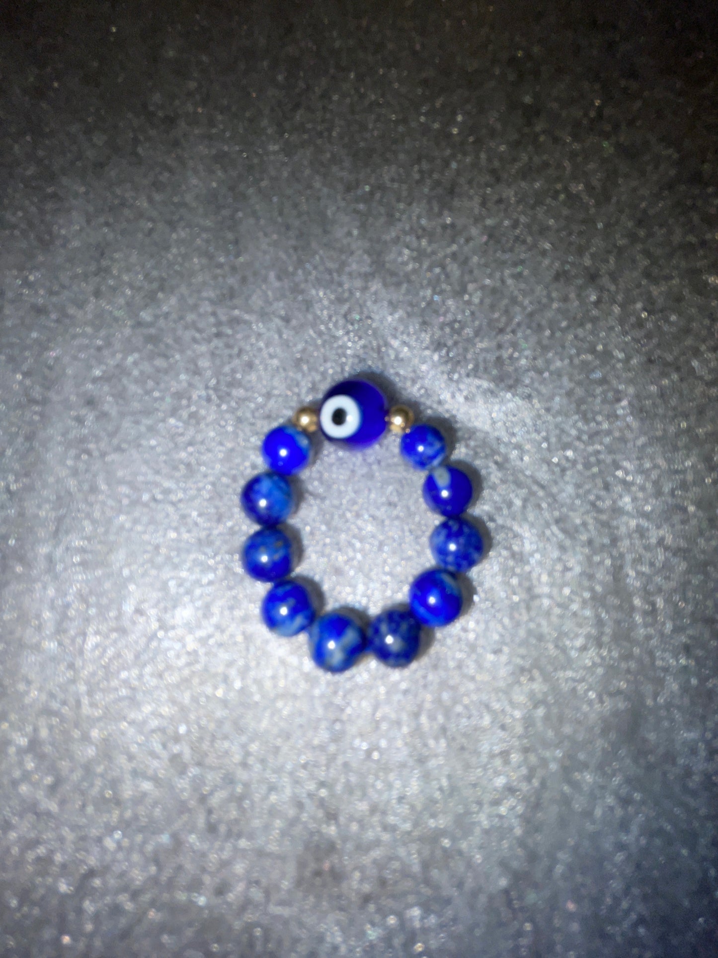 Evil eye with lapis lazulli bead ring