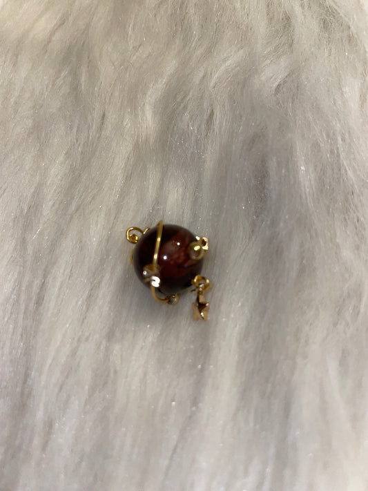 Red tiger eye Galaxy charm in gold setting