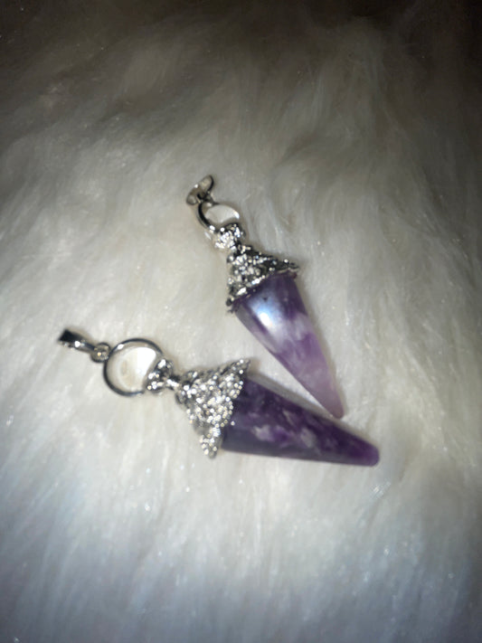 Amethyst pendulum necklace (silver tone with chain)