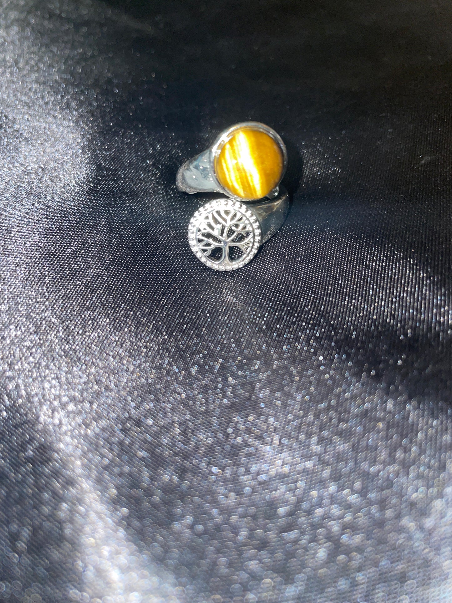 Tiger eye tree of life ring ( adjustable)