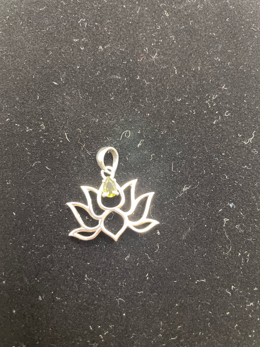 Moldavite Lotus flower charm