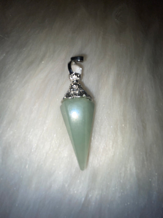 Green aventurine pendulum necklace (silver tone with chain)