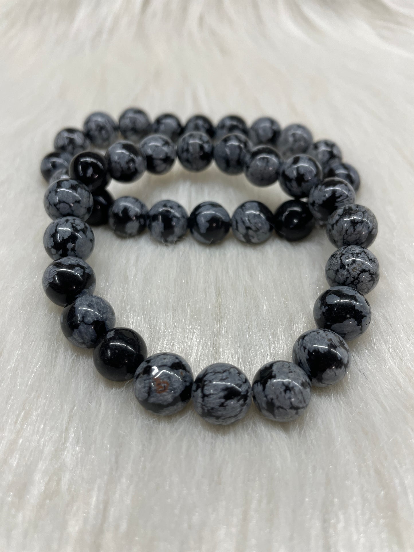 Snowflake obsidian bracelet (lg bead)