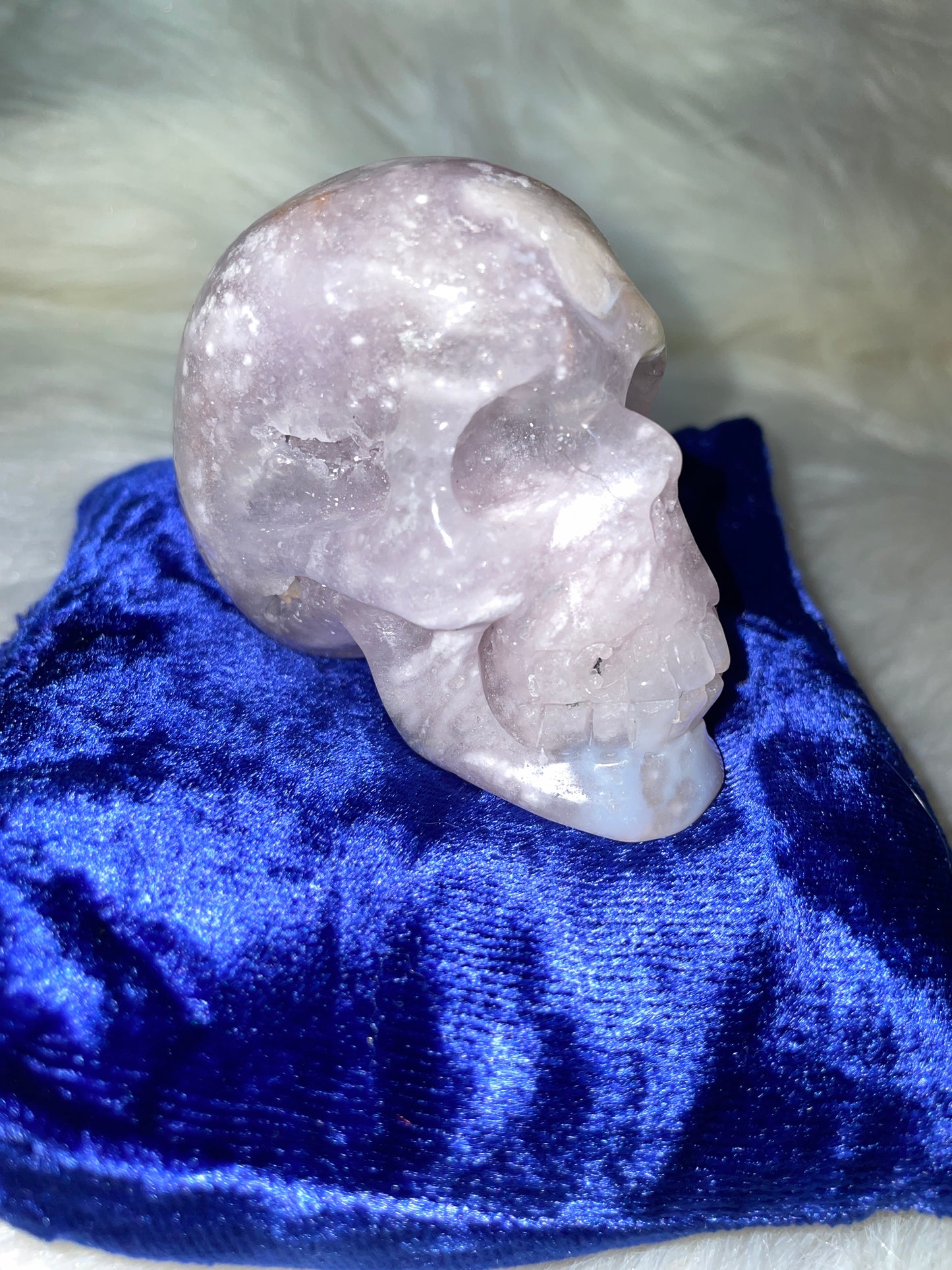 3" Purple Flower Agate Skull