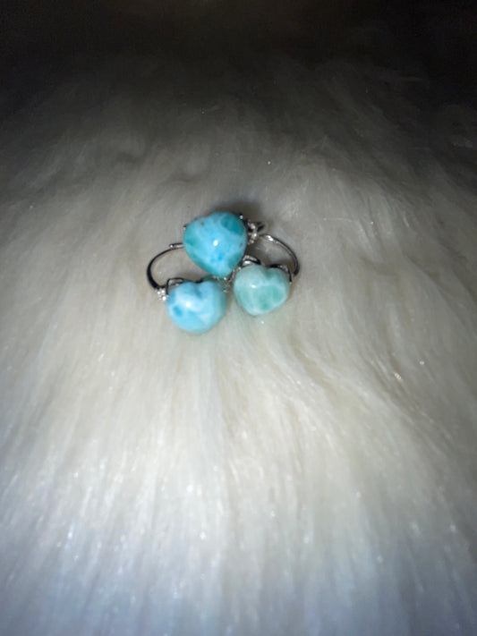 Larimar heart rings (adjustable ring)