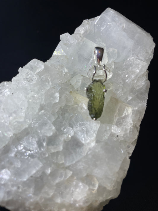 Sterling Silver Moldavite/Herkimer Pendent A