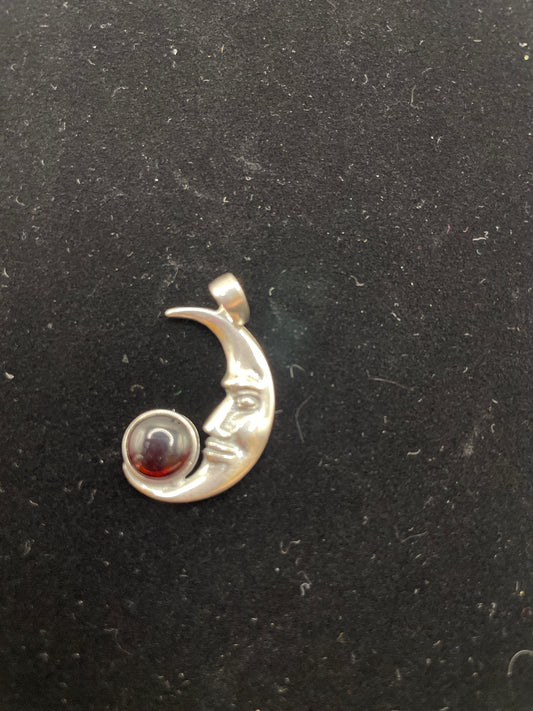 Sterling silver Baltic amber Moon charm