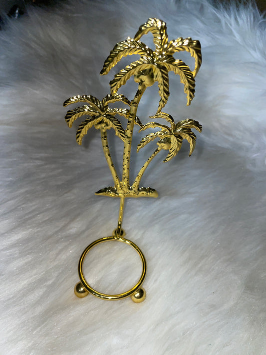 Gold palm tree sphere holder