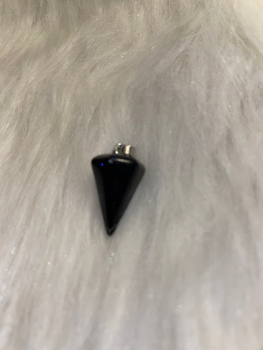 Blue sandstone pendulum necklace with chain