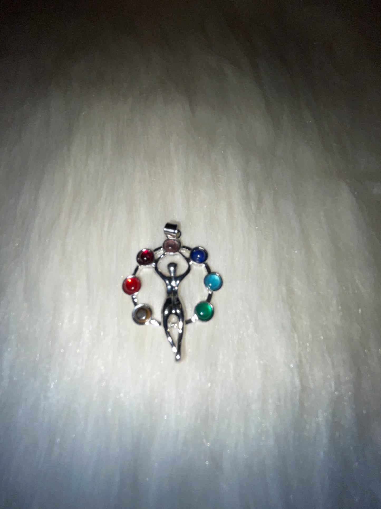 Silver tone goddess charm (chakra)