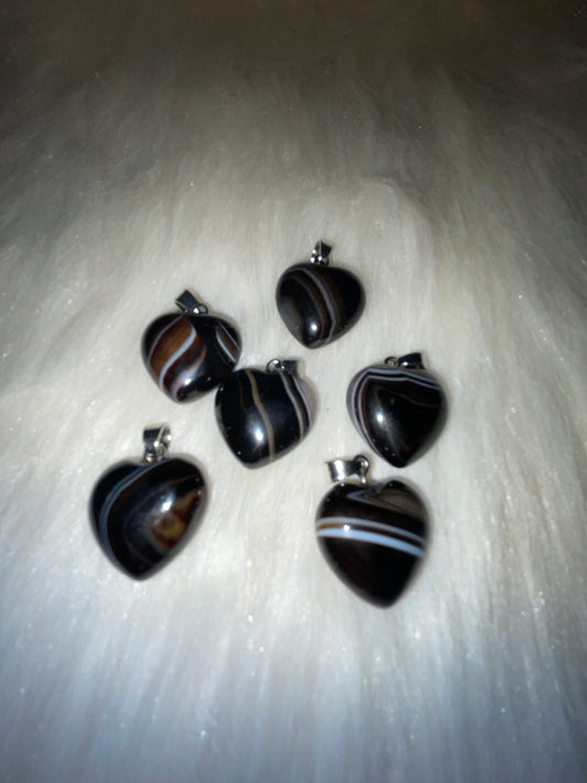 Black agate heart pendents