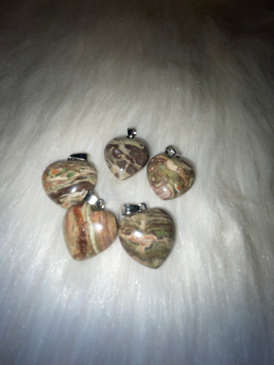 Money agate heart pendent