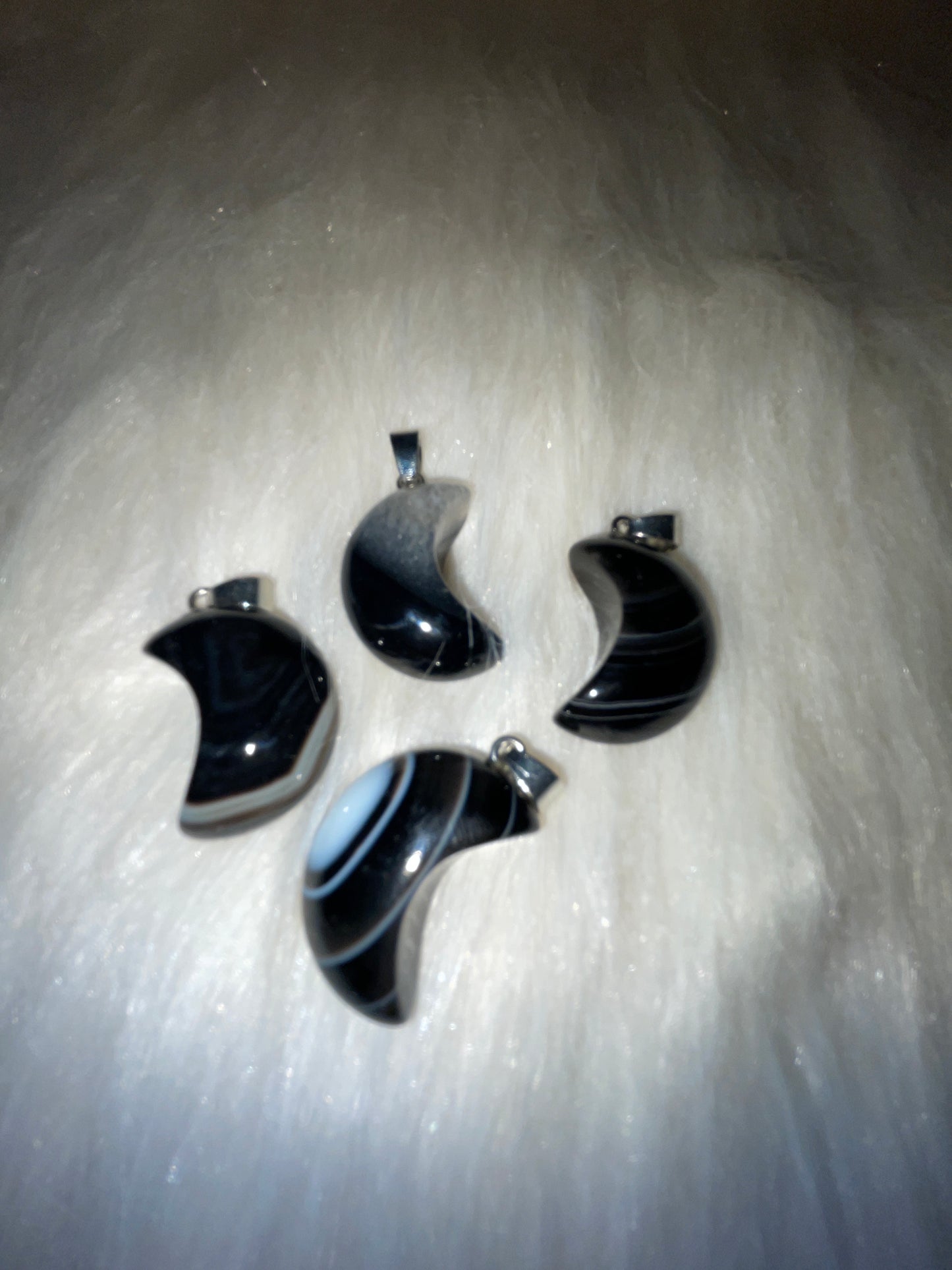 Black agate moon pendents