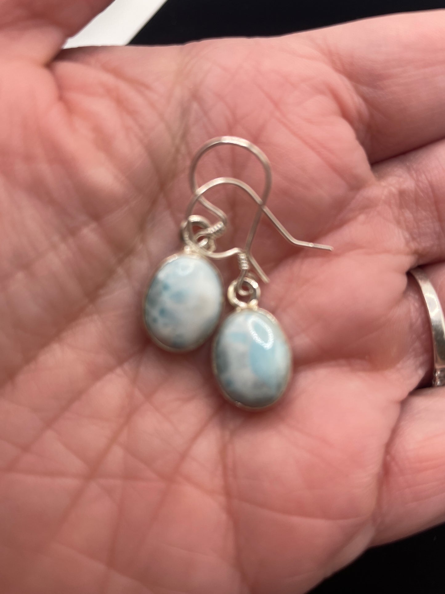 Sterling silver larimar earrings