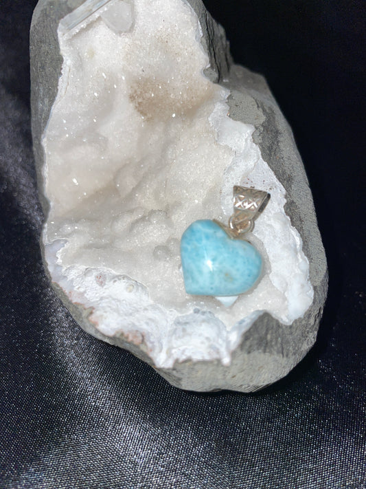 Sterling silver larimar heart pendent (925)