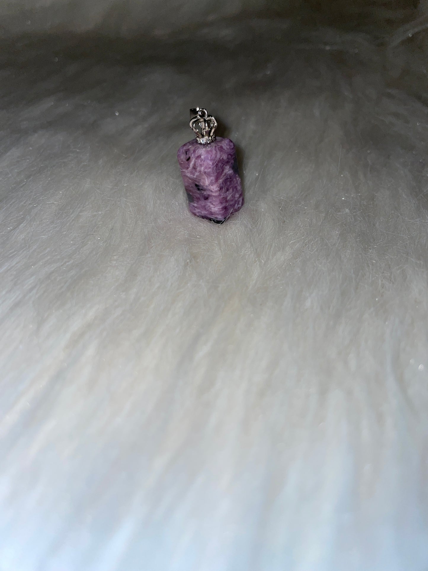 Sterling silver charorite pendent with crown