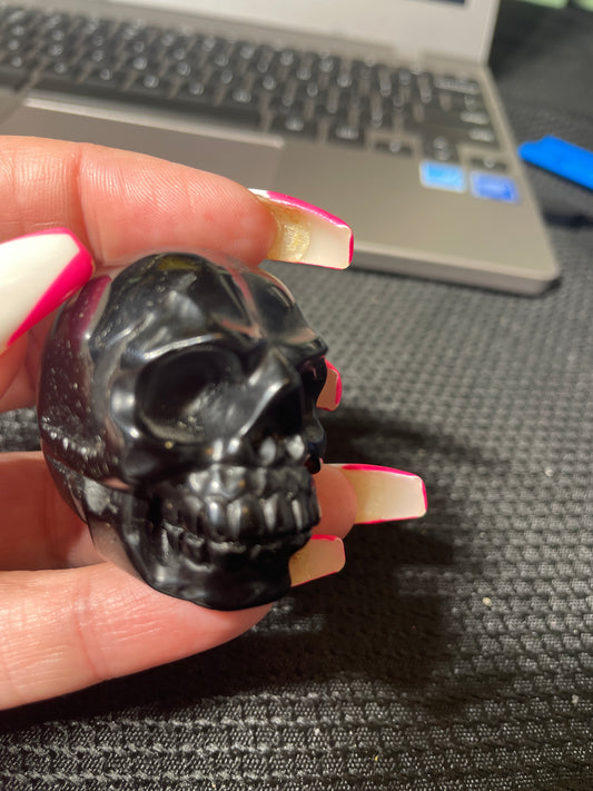 Black obsidian skull 2in