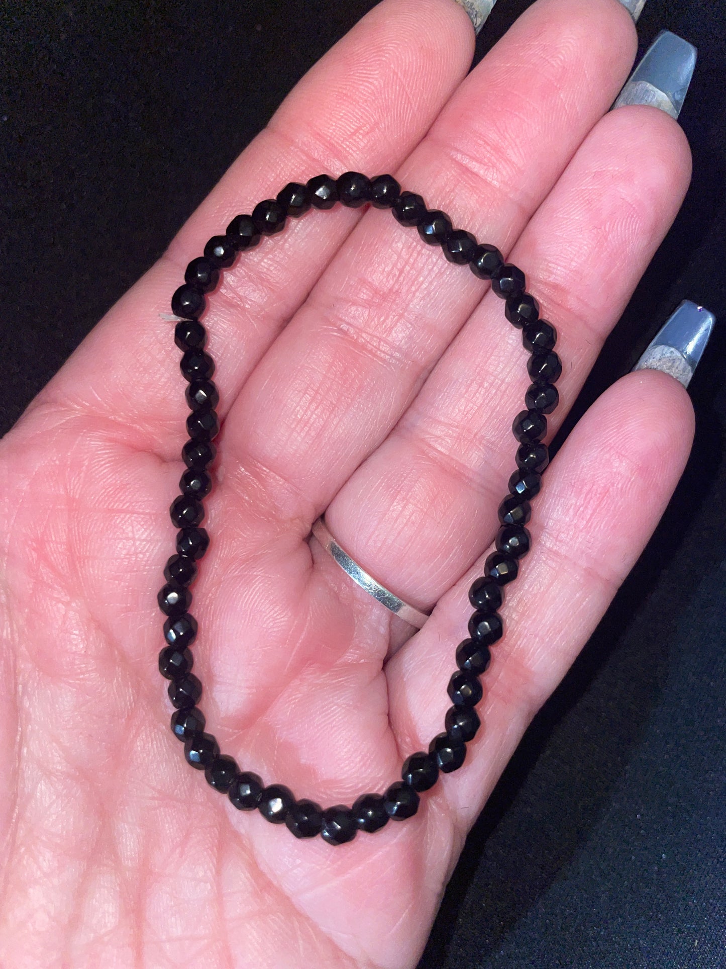 Black obsidian Facet 2MM bracelet