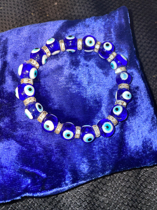 Evil eye bracelet with bling spacers