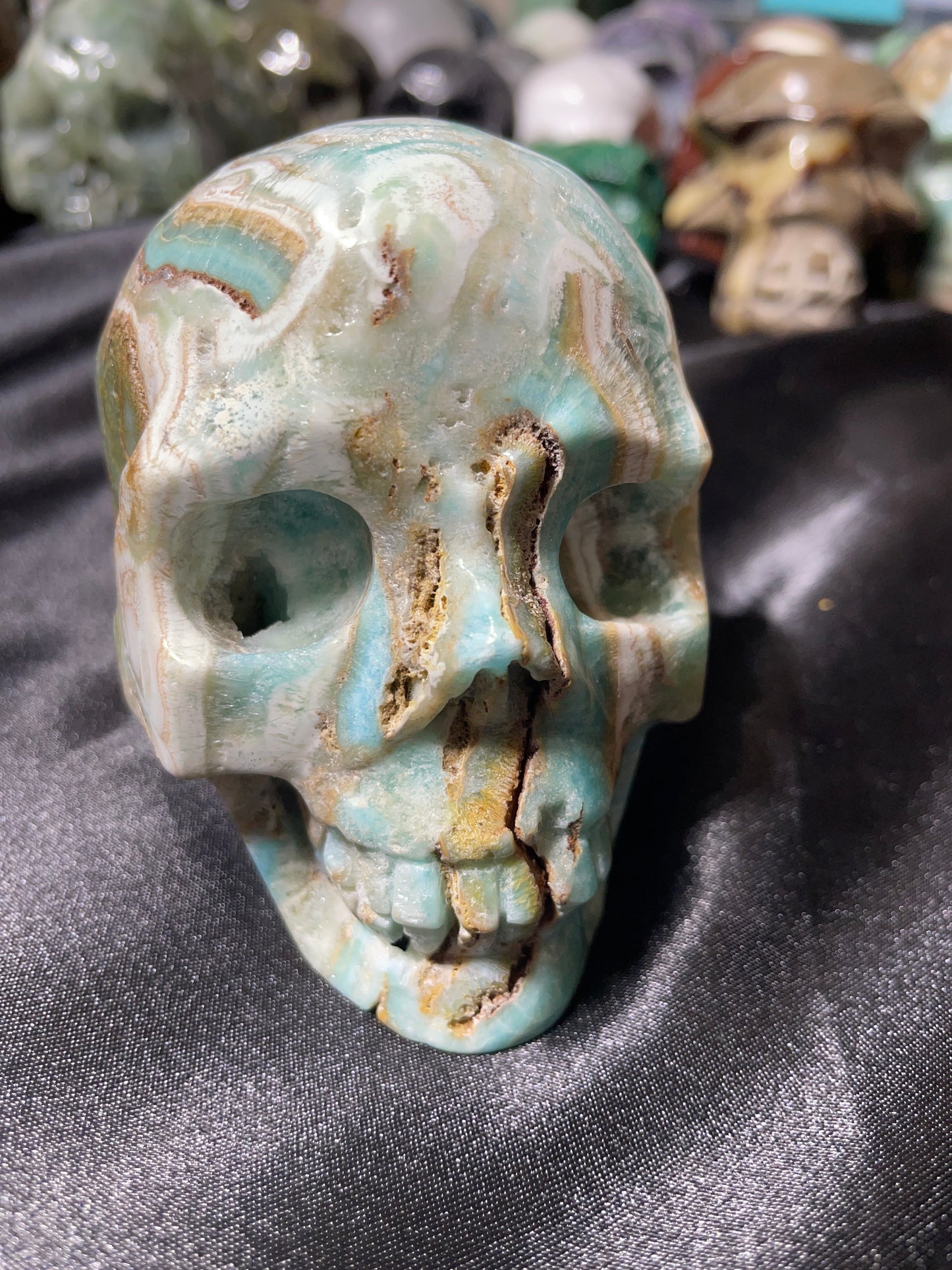 4" Blue Aragonite Skull