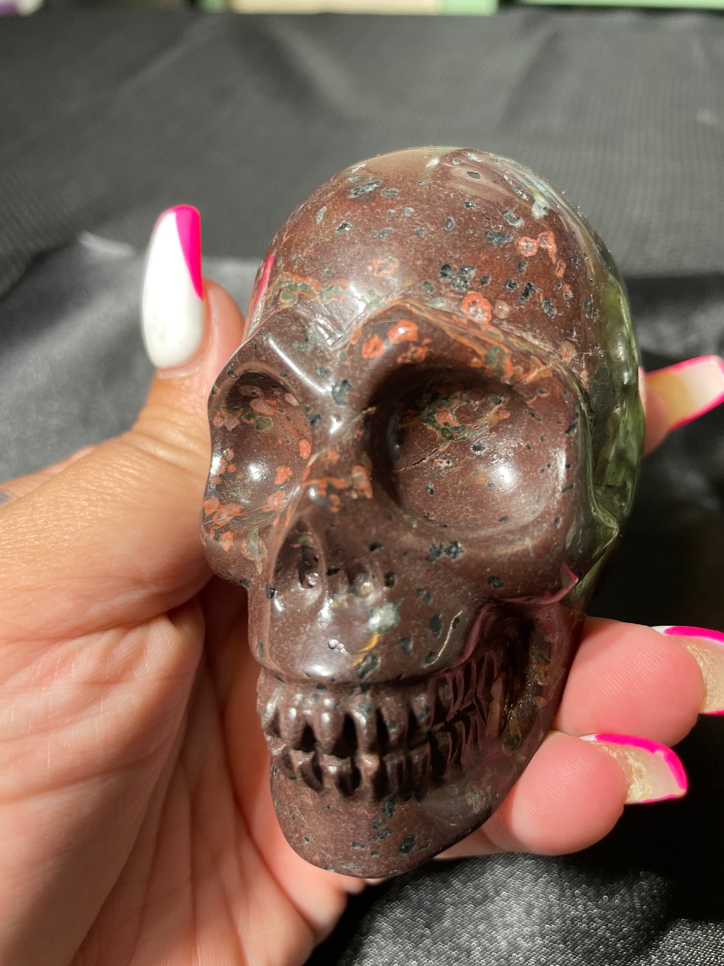 3.5" Peach Blossom Jasper Skull