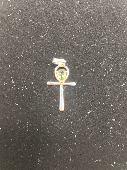 Moldavite Ankh charm