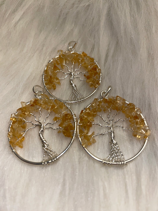 Tree of life pendants (silver & citrine chips)