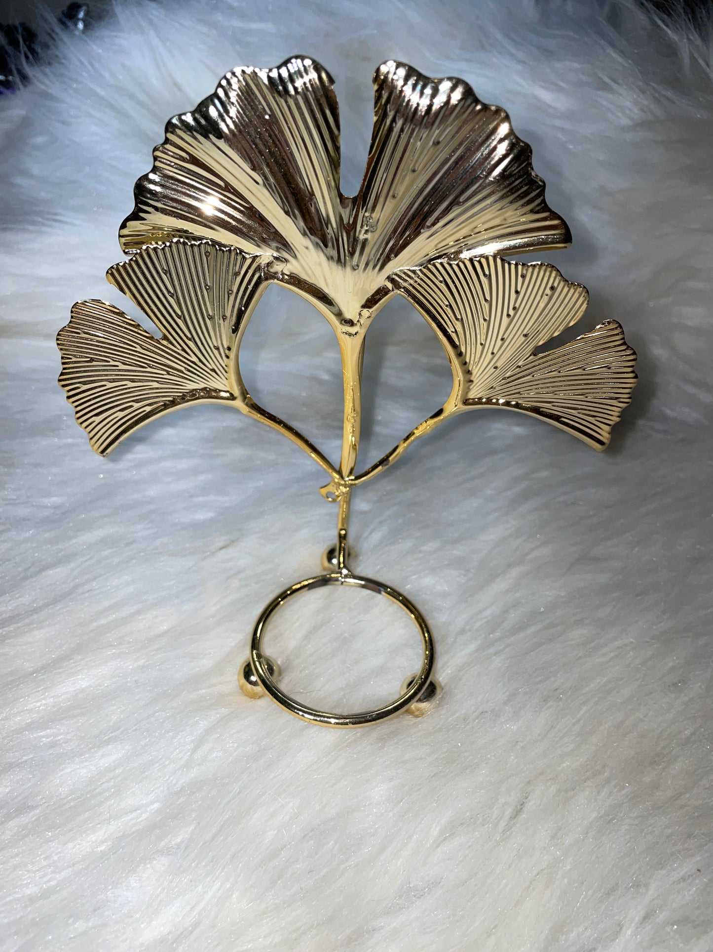 Gold palm  leaves sphere holder