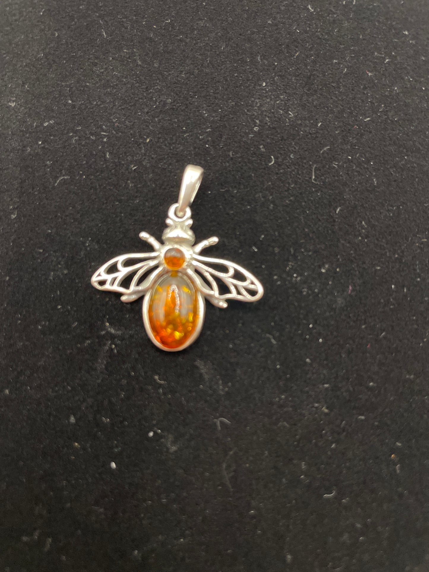 Sterling silver Baltic amber Bumblebee charm