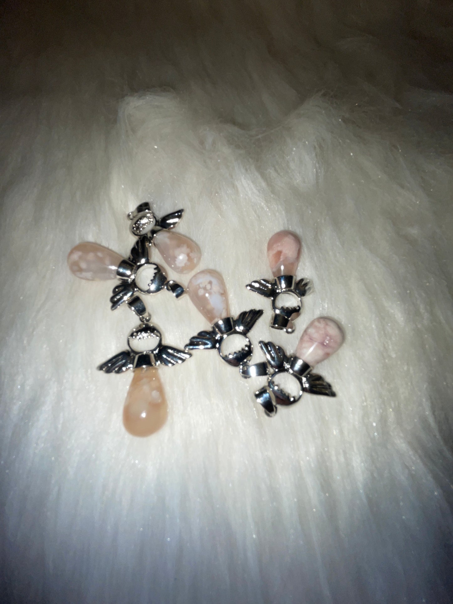 Flower agate angel charms