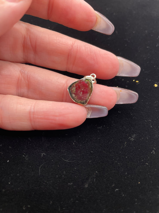 Sterling silver watermelon tourmaline charm