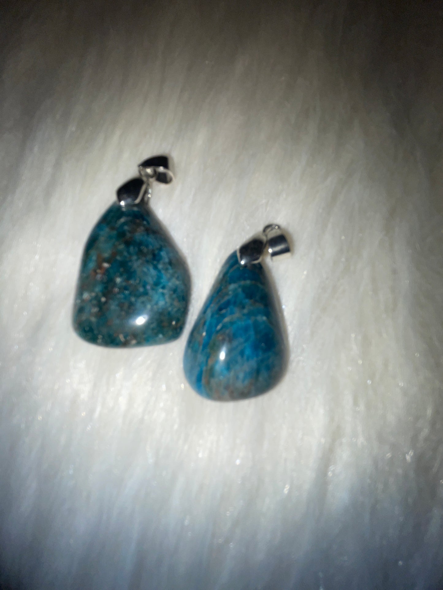 Blue apatite pendent