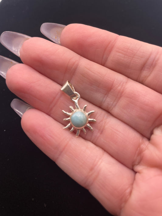 Sterling silver Larimar sun charm