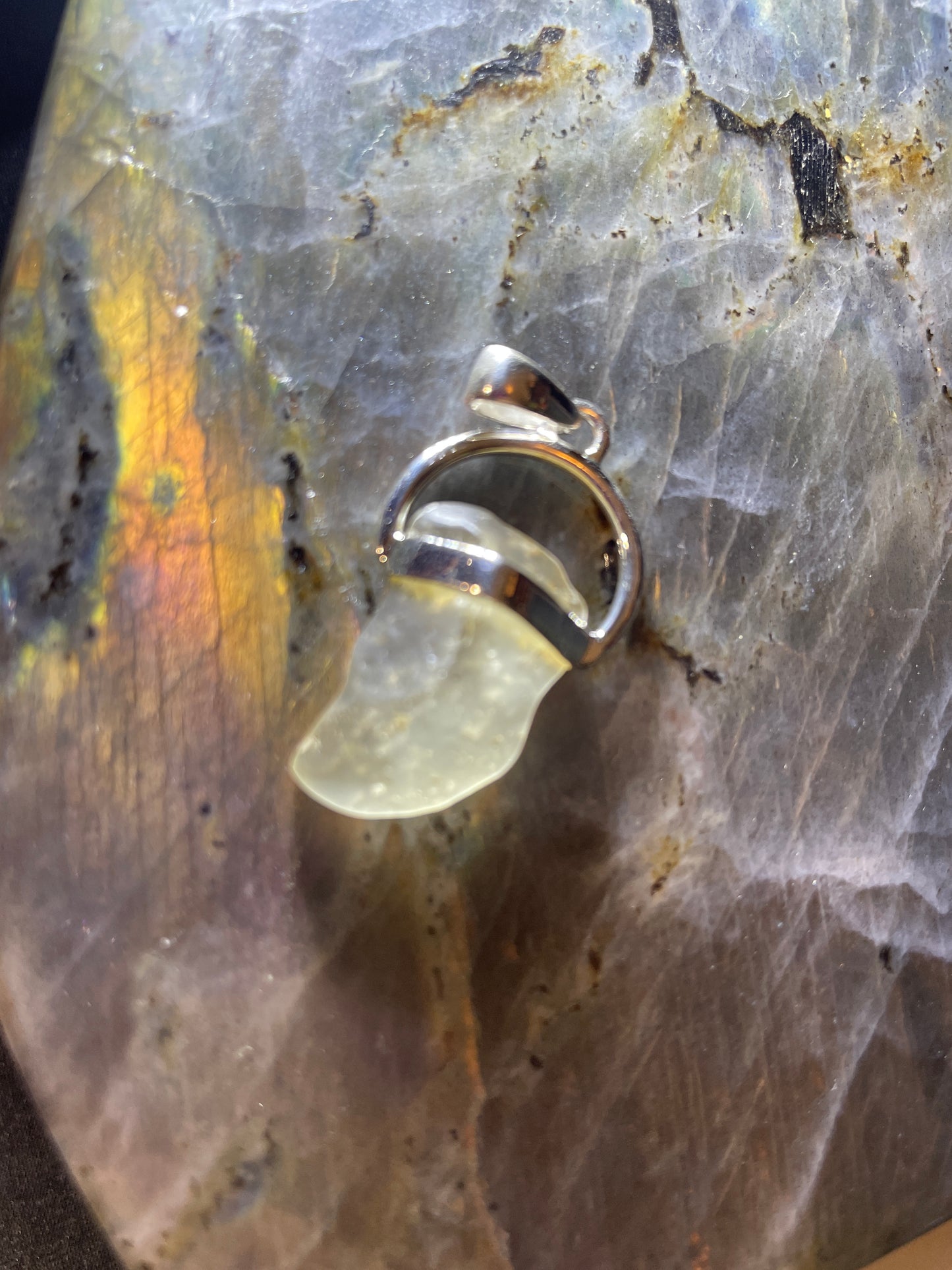 Sterling Silver Libyan Desert Glass pendent B