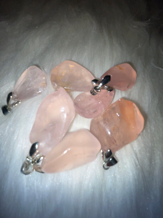 Rose quartz pendents