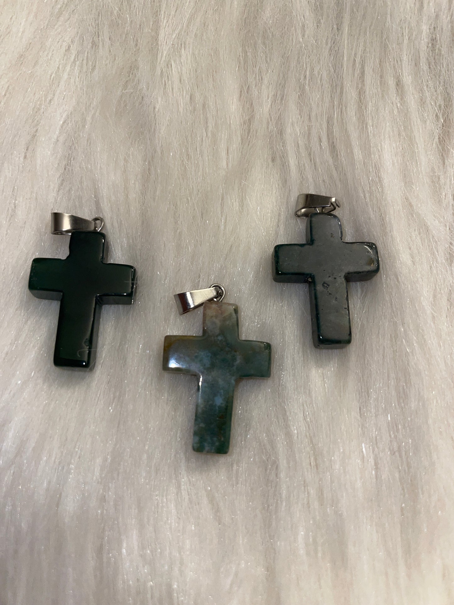 Moss agate cross